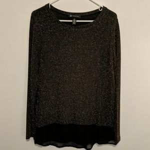 INC Womens Gold Black Long Sleeve Blouse